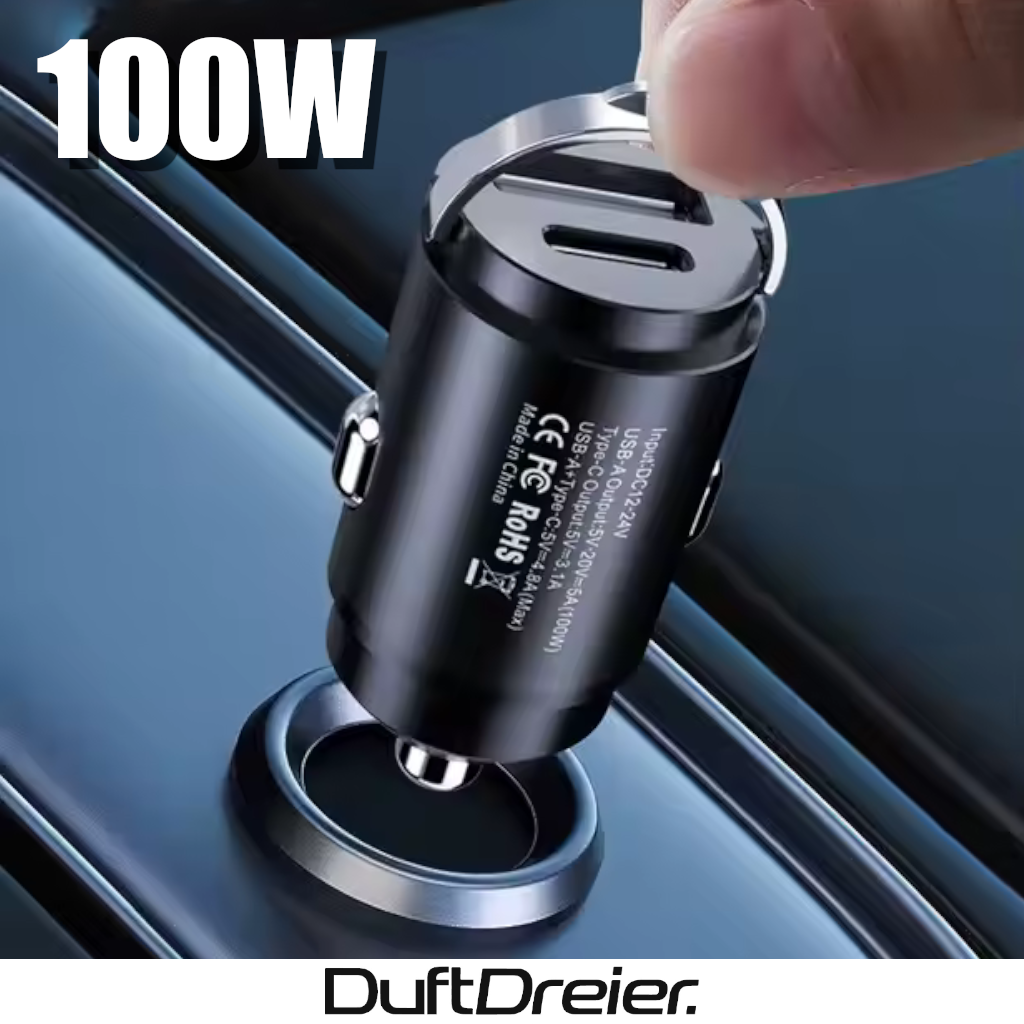 100W Car Fast Charger Cigarette Lighter USB Type-C