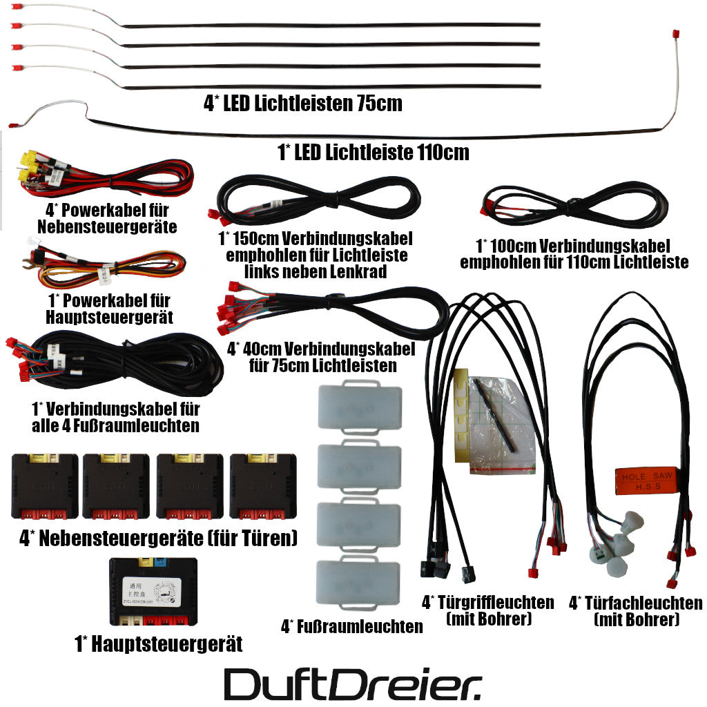 Ambientebeleuchtung RGB Set passend für Auto&KFZ