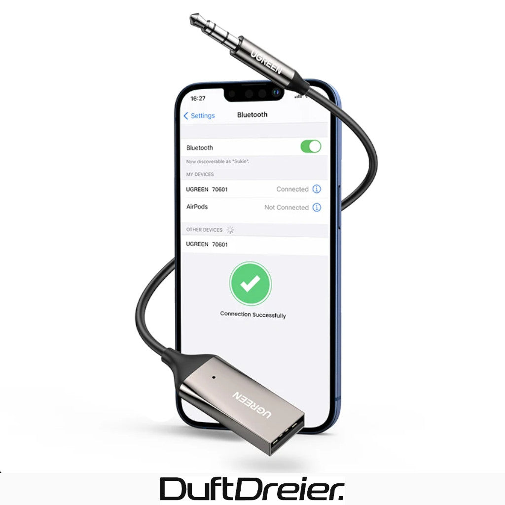 UGREEN Aux Bluetooth Adapter Auto für Freisprechanruf und Wireless Musik Bluetooth 5.3 Empfänger Klinke